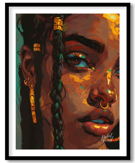 Golden Radiance Painting available online at Paint Road for only Golden Radiance showing amber tones beauty and braids