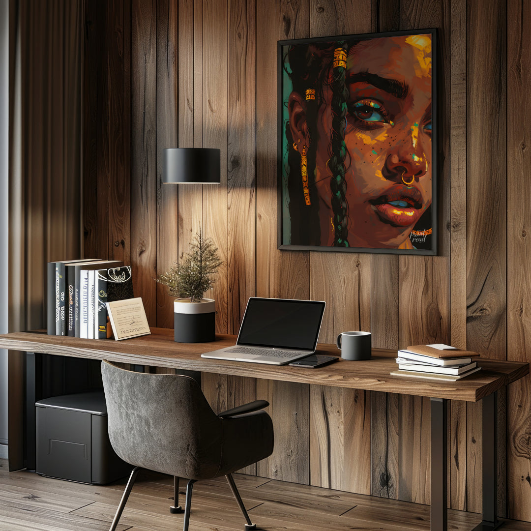 This stunning digital artwork captures the intricate beauty and individuality of a young woman ador… for office
