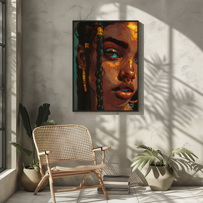 This stunning digital artwork captures the intricate beauty and individuality of a young woman ador… for other