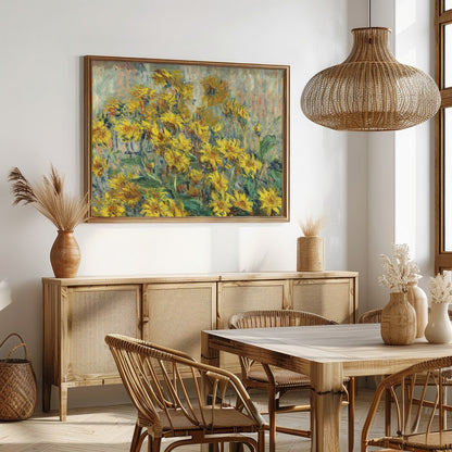 Bring the warmth of the sun into your space with this evocative painting of sunflowers. The vibrant for Dining