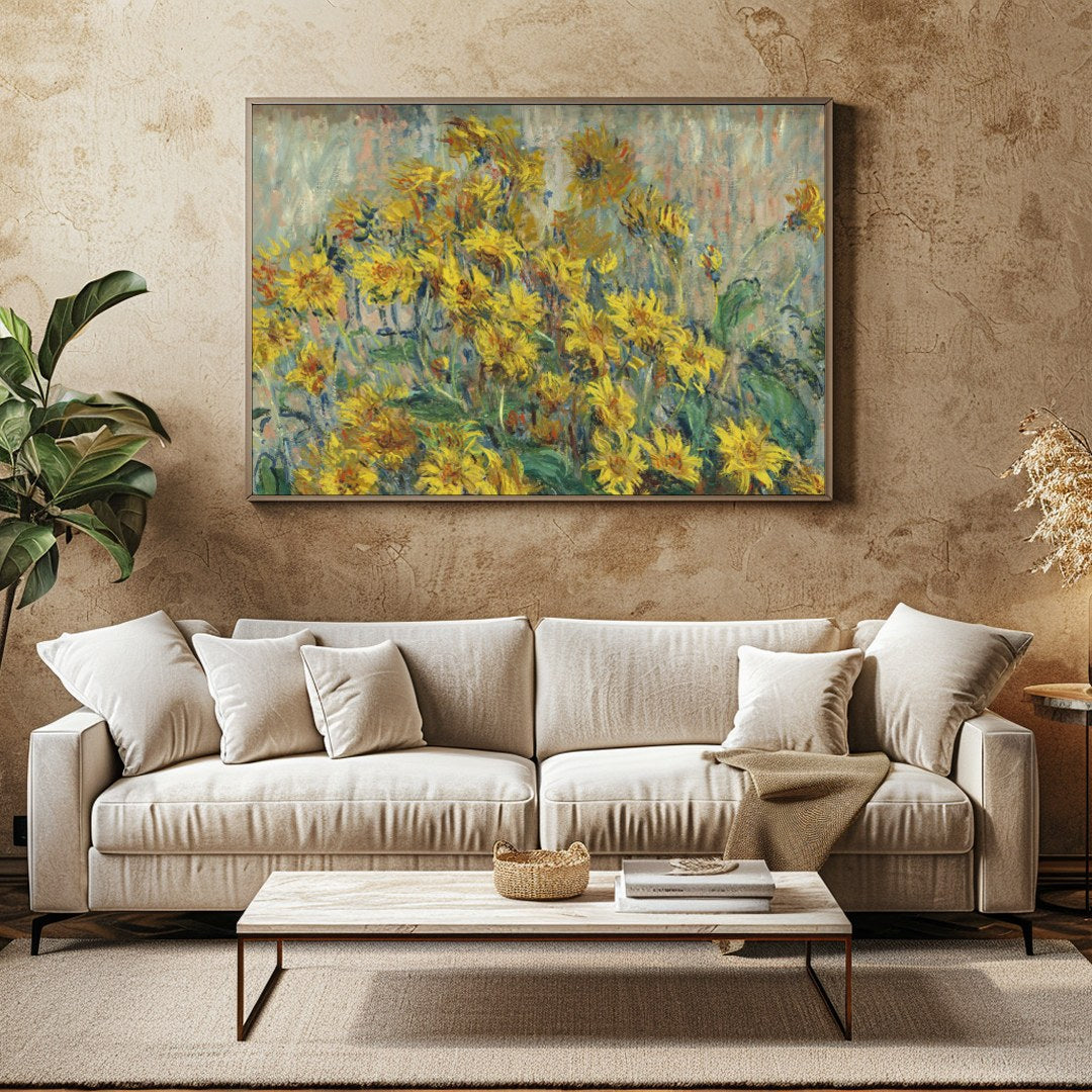 Bring the warmth of the sun into your space with this evocative painting of sunflowers. The vibrant for Family Room
