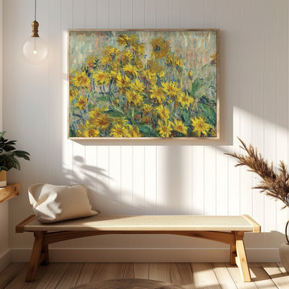 Bring the warmth of the sun into your space with this evocative painting of sunflowers. The vibrant for Hallway