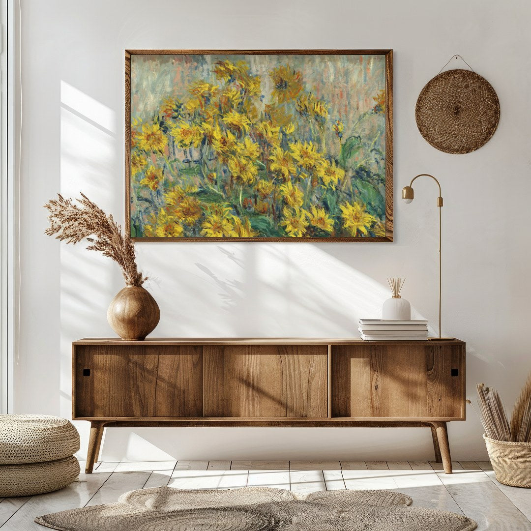 Bring the warmth of the sun into your space with this evocative painting of sunflowers. The vibrant for Sitting Area