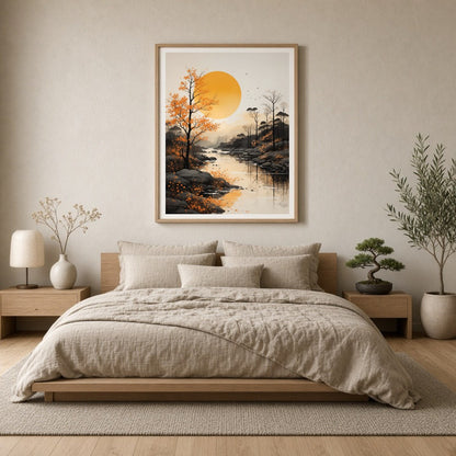 Immerse yourself in the tranquil beauty of this serene river landscape captured in stunning detail. for Bedroom