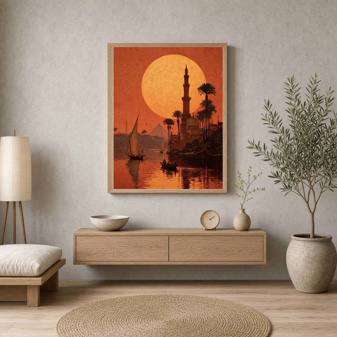 Bask in the mesmerizing glow of a golden Egyptian sunset with this captivating art print. The for Entrance