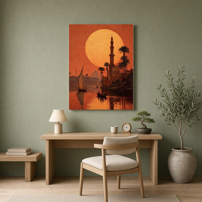 Bask in the mesmerizing glow of a golden Egyptian sunset with this captivating art print. The for Home Office