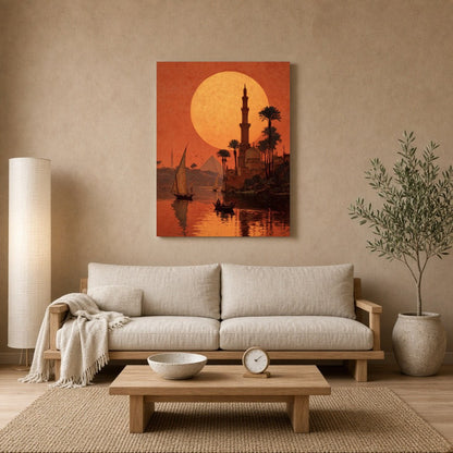 Bask in the mesmerizing glow of a golden Egyptian sunset with this captivating art print. The for Living Room
