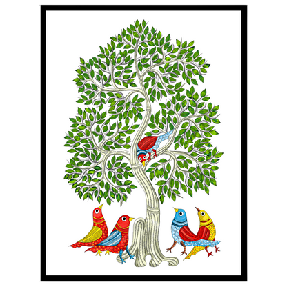 Celebrate the rich traditions of Indian folk art with this stunning Gond painting, featuring the for area