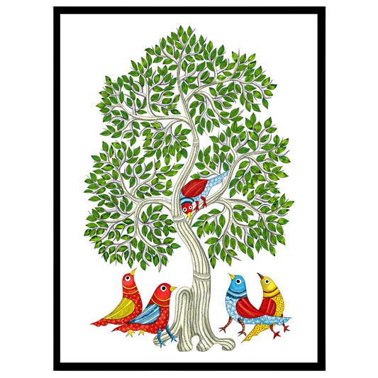 Celebrate the rich traditions of Indian folk art with this stunning Gond painting, featuring the for area
