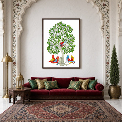 Celebrate the rich traditions of Indian folk art with this stunning Gond painting, featuring the for Living Room