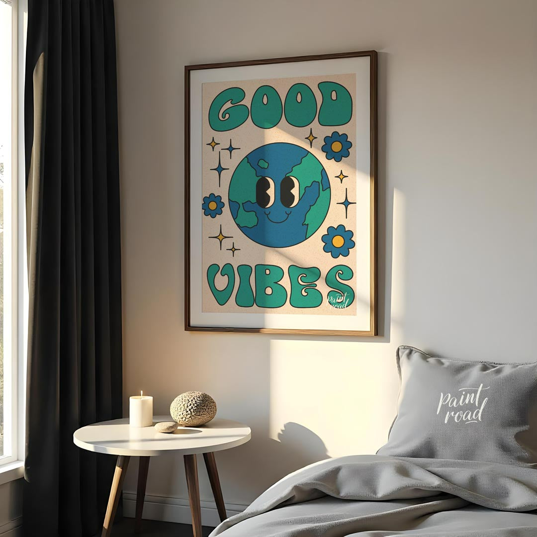 This cheerful and uplifting print features a delightful, anthropomorphic Earth character with a wid… for bedroom