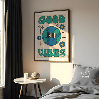 This cheerful and uplifting print features a delightful, anthropomorphic Earth character with a wid… for bedroom