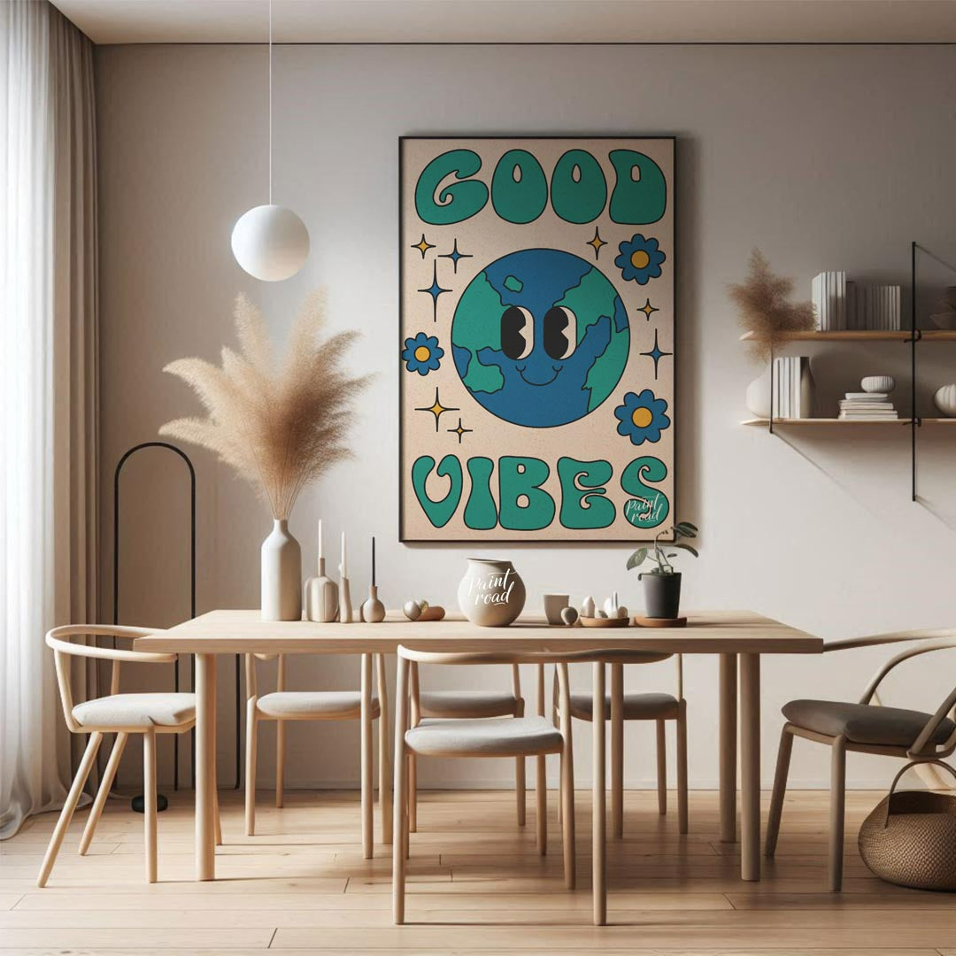 This cheerful and uplifting print features a delightful, anthropomorphic Earth character with a wid… for dining room