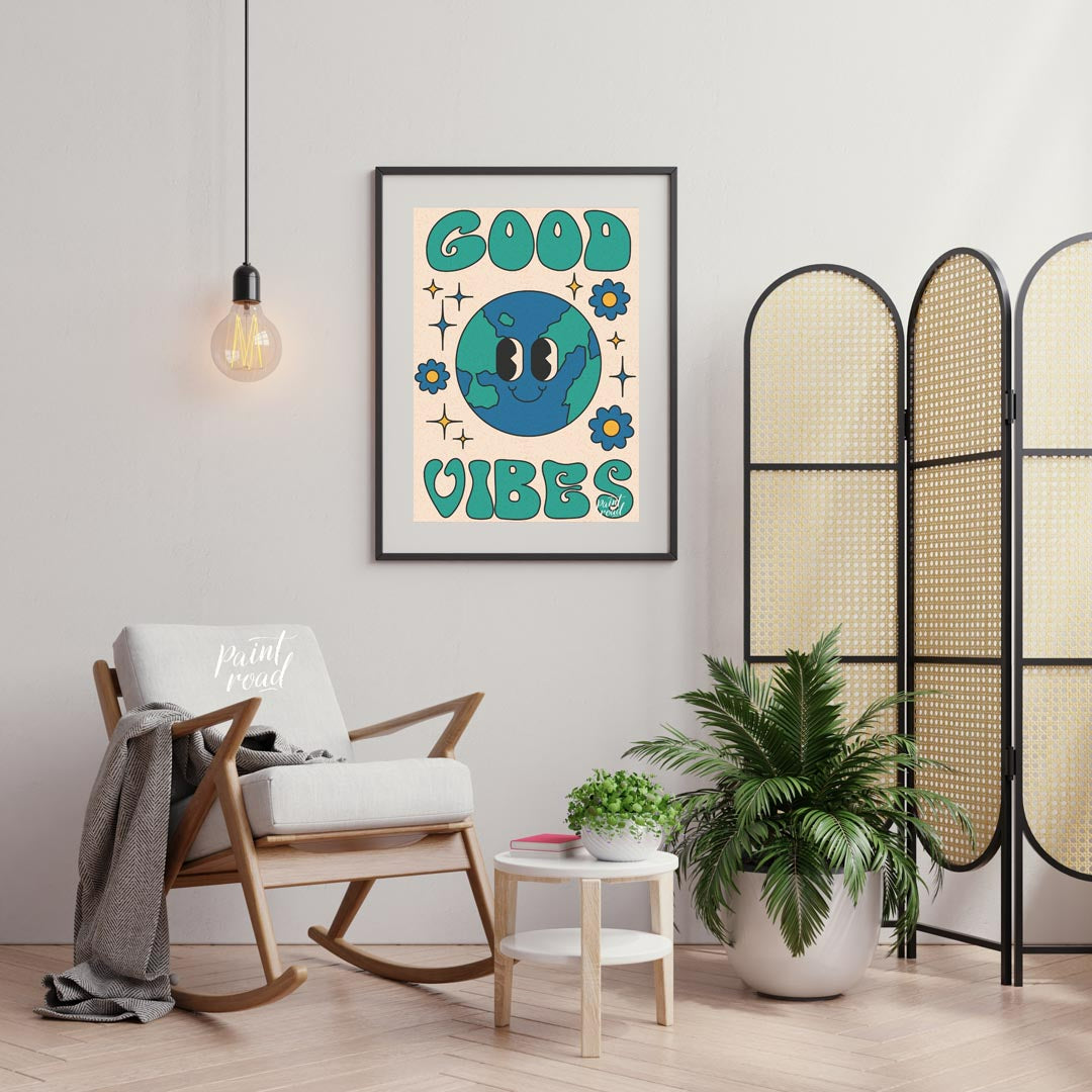 This cheerful and uplifting print features a delightful, anthropomorphic Earth character with a wid… for living room