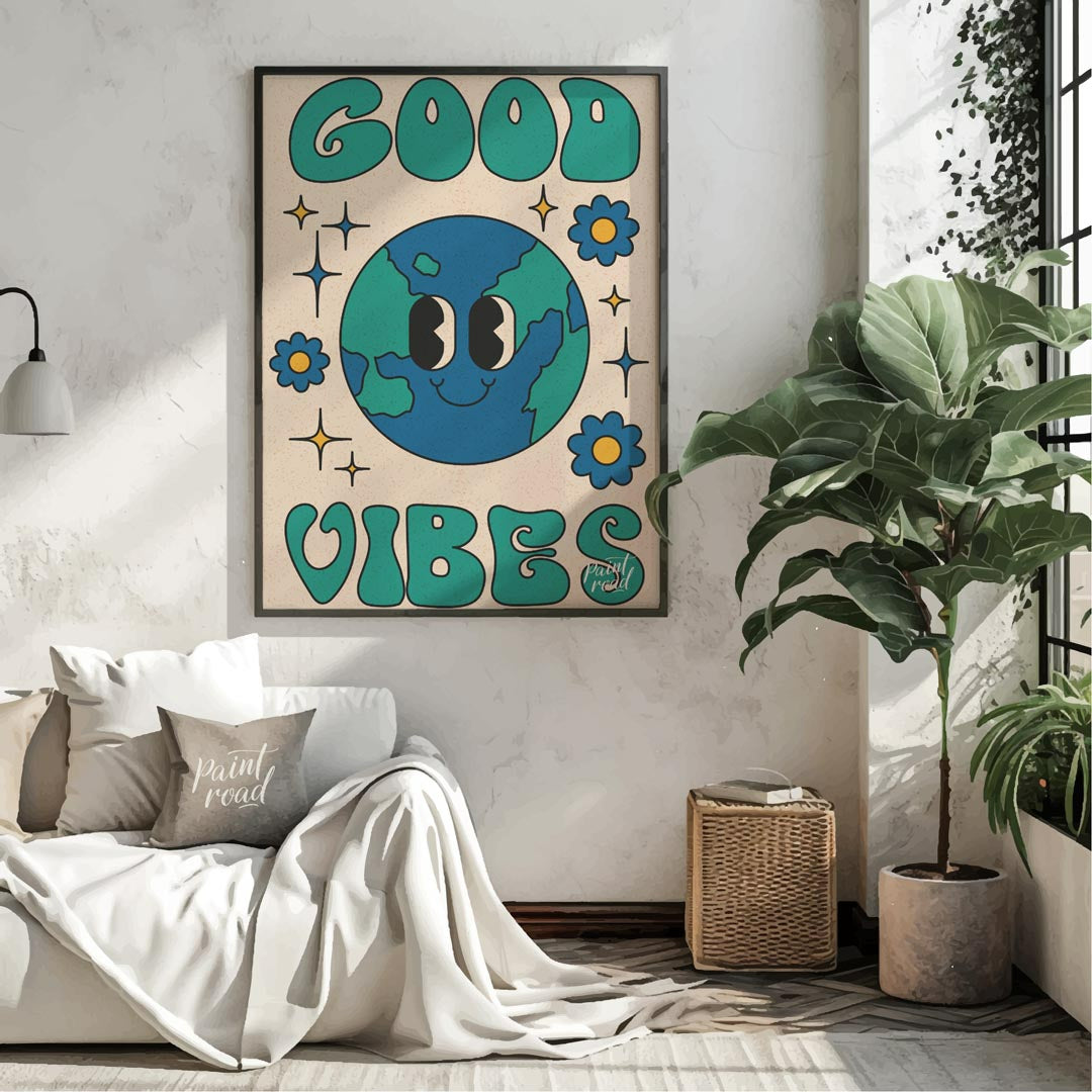 This cheerful and uplifting print features a delightful, anthropomorphic Earth character with a wid… for living room