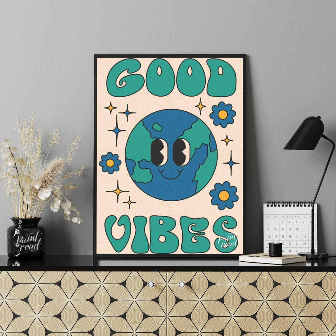 This cheerful and uplifting print features a delightful, anthropomorphic Earth character with a wid… for office