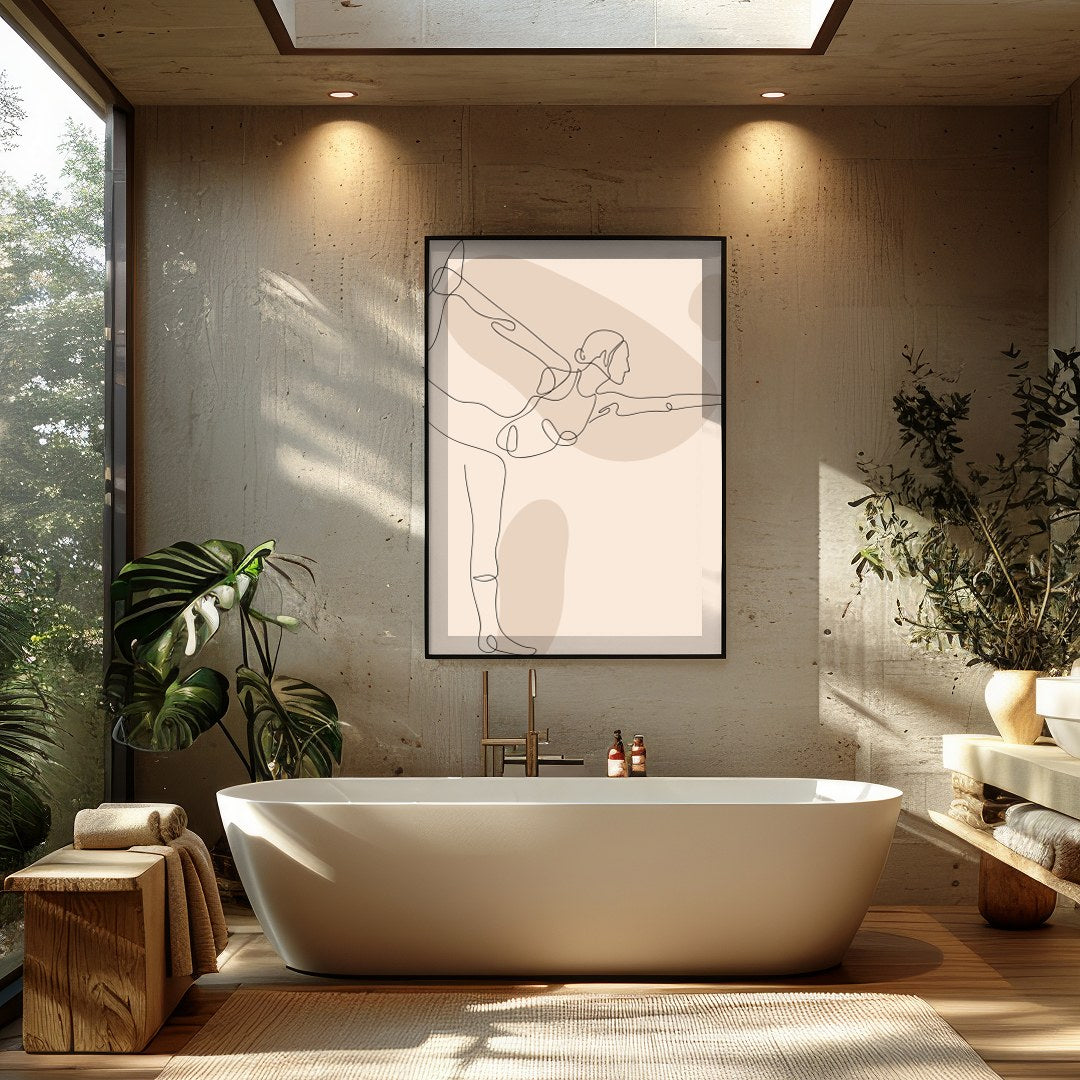 This elegant line art captures the essence of balance and poise, featuring a minimalist depiction for Bathroom