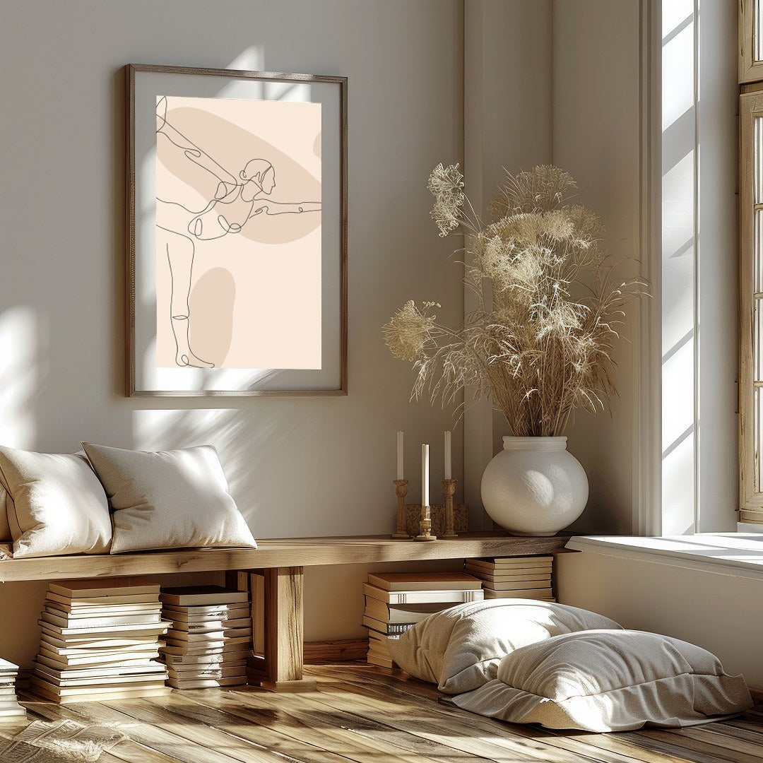 This elegant line art captures the essence of balance and poise, featuring a minimalist depiction for gallery