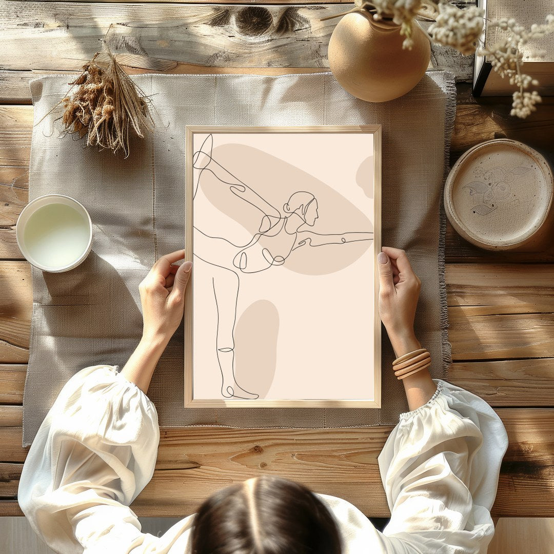 This elegant line art captures the essence of balance and poise, featuring a minimalist depiction for room
