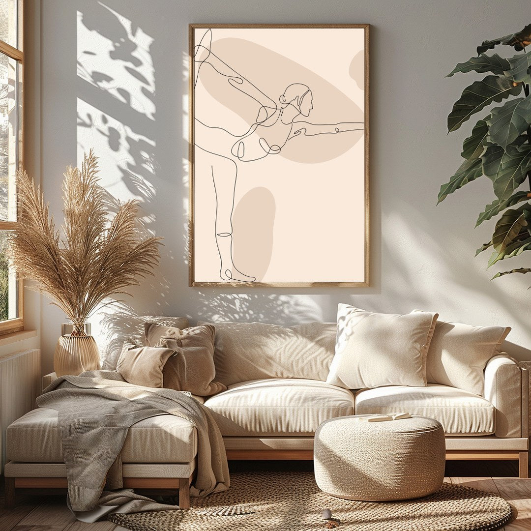 This elegant line art captures the essence of balance and poise, featuring a minimalist depiction for Sitting Area