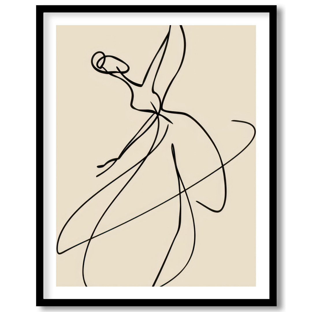 This exquisite line art captures the elegance of a ballet dancer in motion. With its minimalist for area