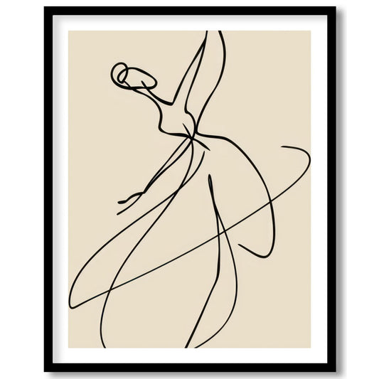 This exquisite line art captures the elegance of a ballet dancer in motion. With its minimalist for area