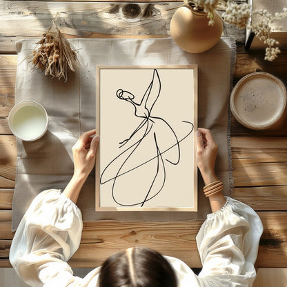 This exquisite line art captures the elegance of a ballet dancer in motion. With its minimalist for Kitchen