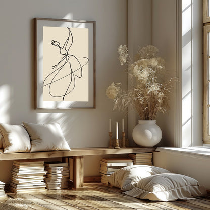 This exquisite line art captures the elegance of a ballet dancer in motion. With its minimalist for room