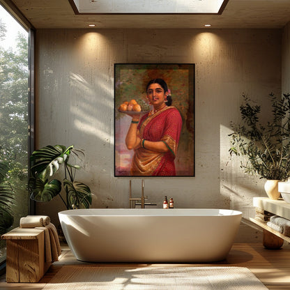 Immerse yourself in the timeless beauty of this exquisite painting, capturing the graceful elegance for Bathroom