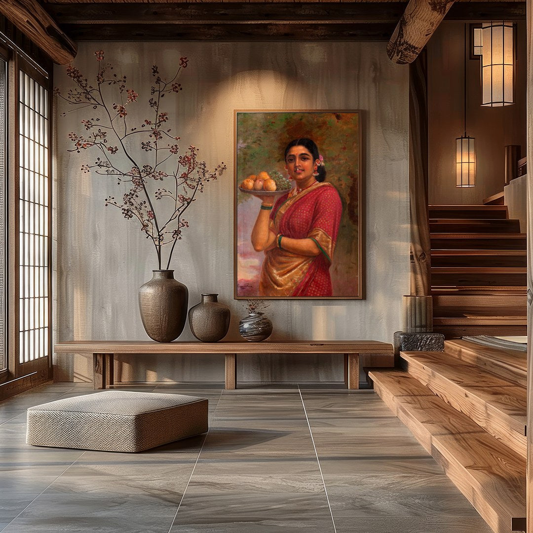 Immerse yourself in the timeless beauty of this exquisite painting, capturing the graceful elegance for Hall