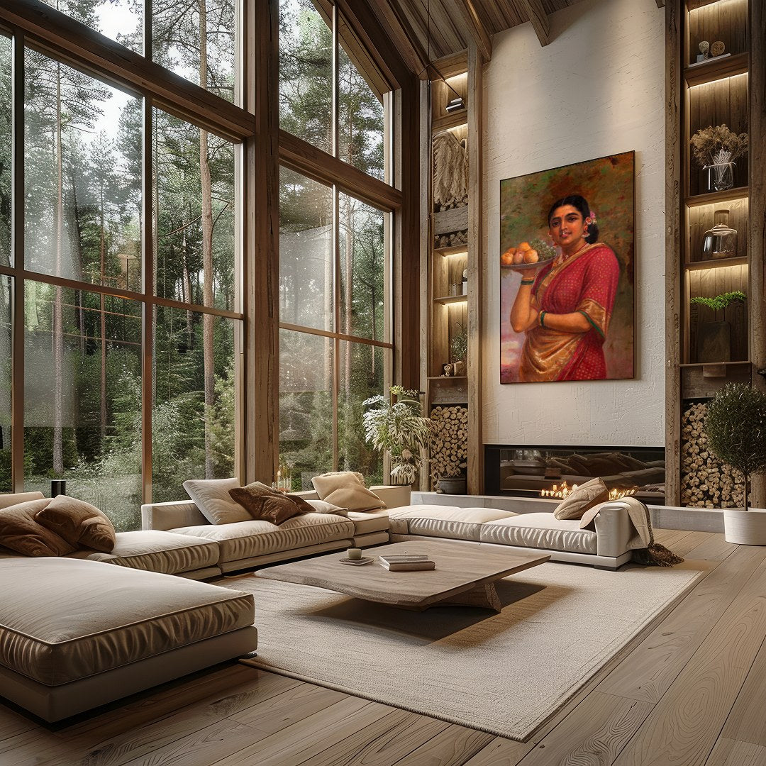 Immerse yourself in the timeless beauty of this exquisite painting, capturing the graceful elegance for Living Room