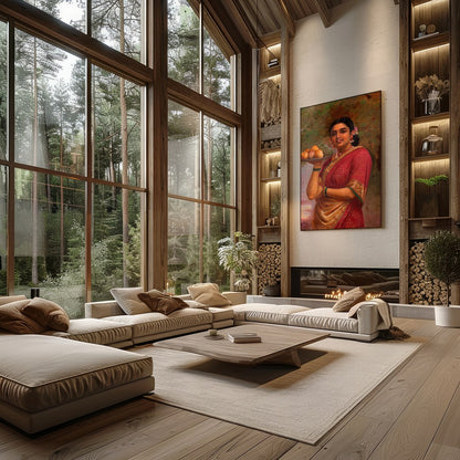 Immerse yourself in the timeless beauty of this exquisite painting, capturing the graceful elegance for Living Room