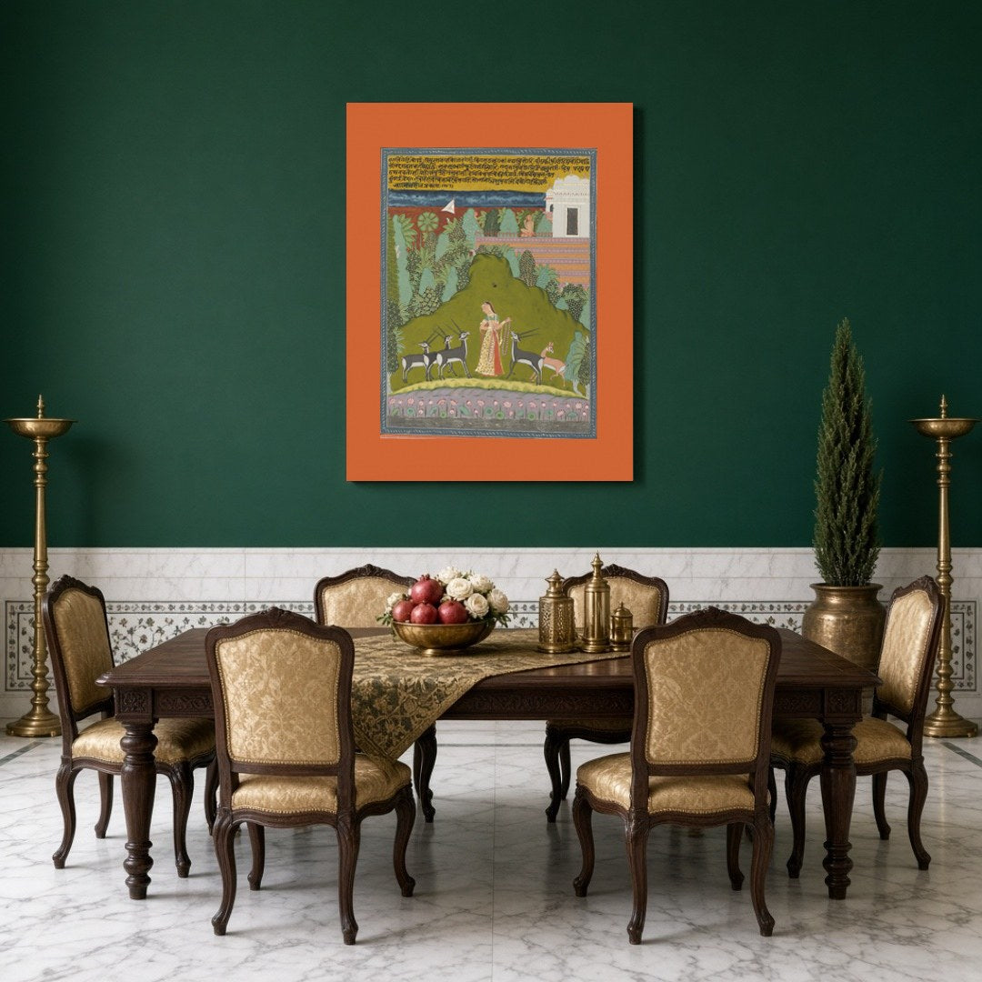 Immerse yourself in the enchanting world of Ragamala with this captivating artwork, where a for Dining
