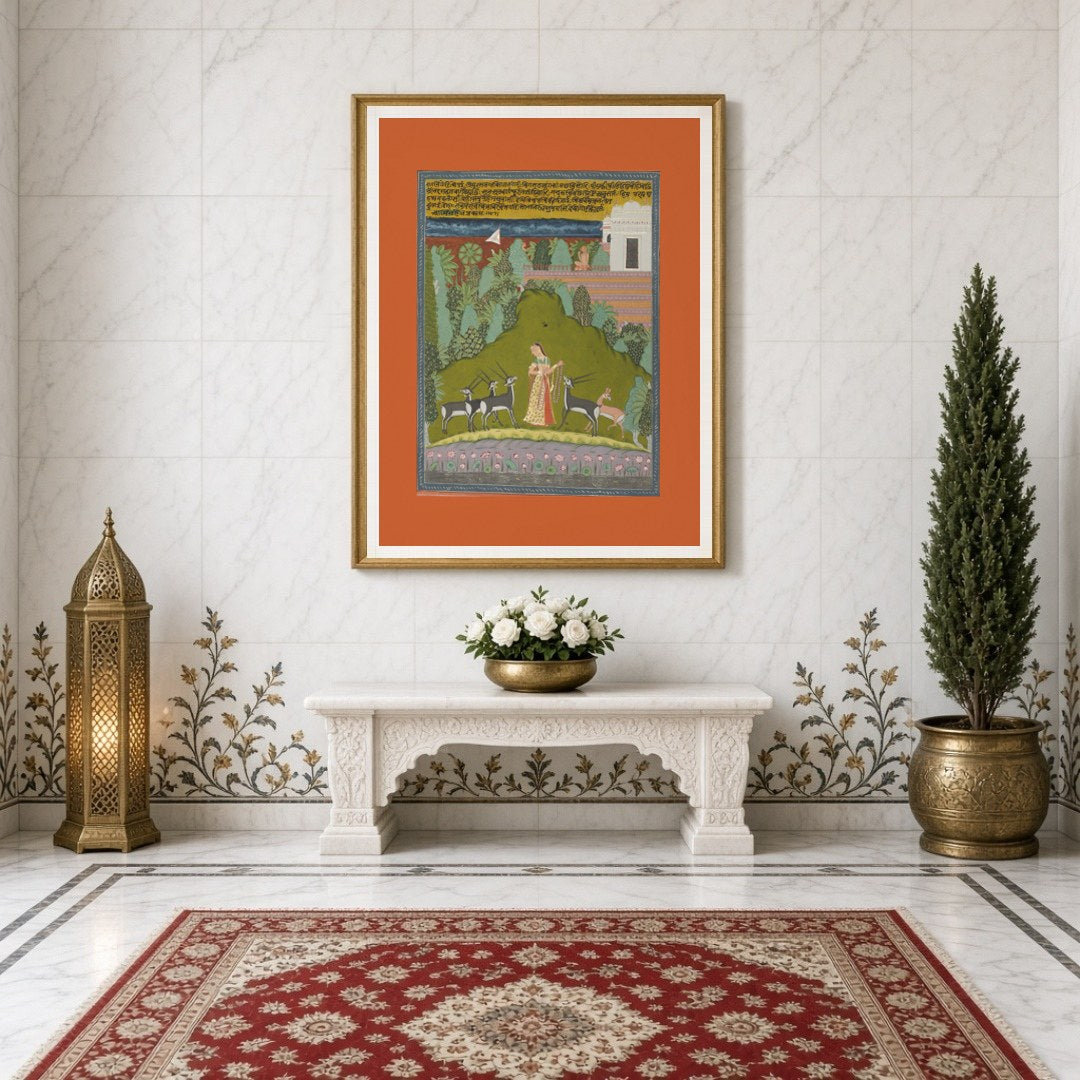 Immerse yourself in the enchanting world of Ragamala with this captivating artwork, where a for Entrance