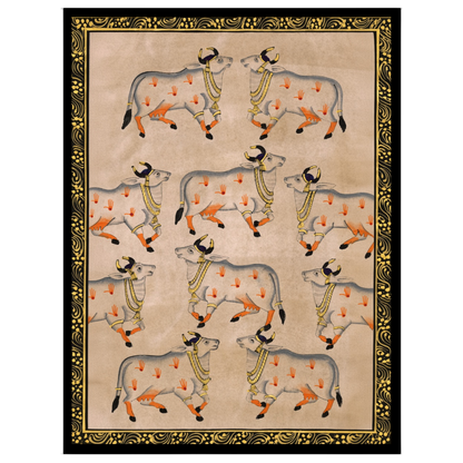 Celebrate the elegance and spiritual symbolism of Pichwai art with this exquisite depiction of nine for space