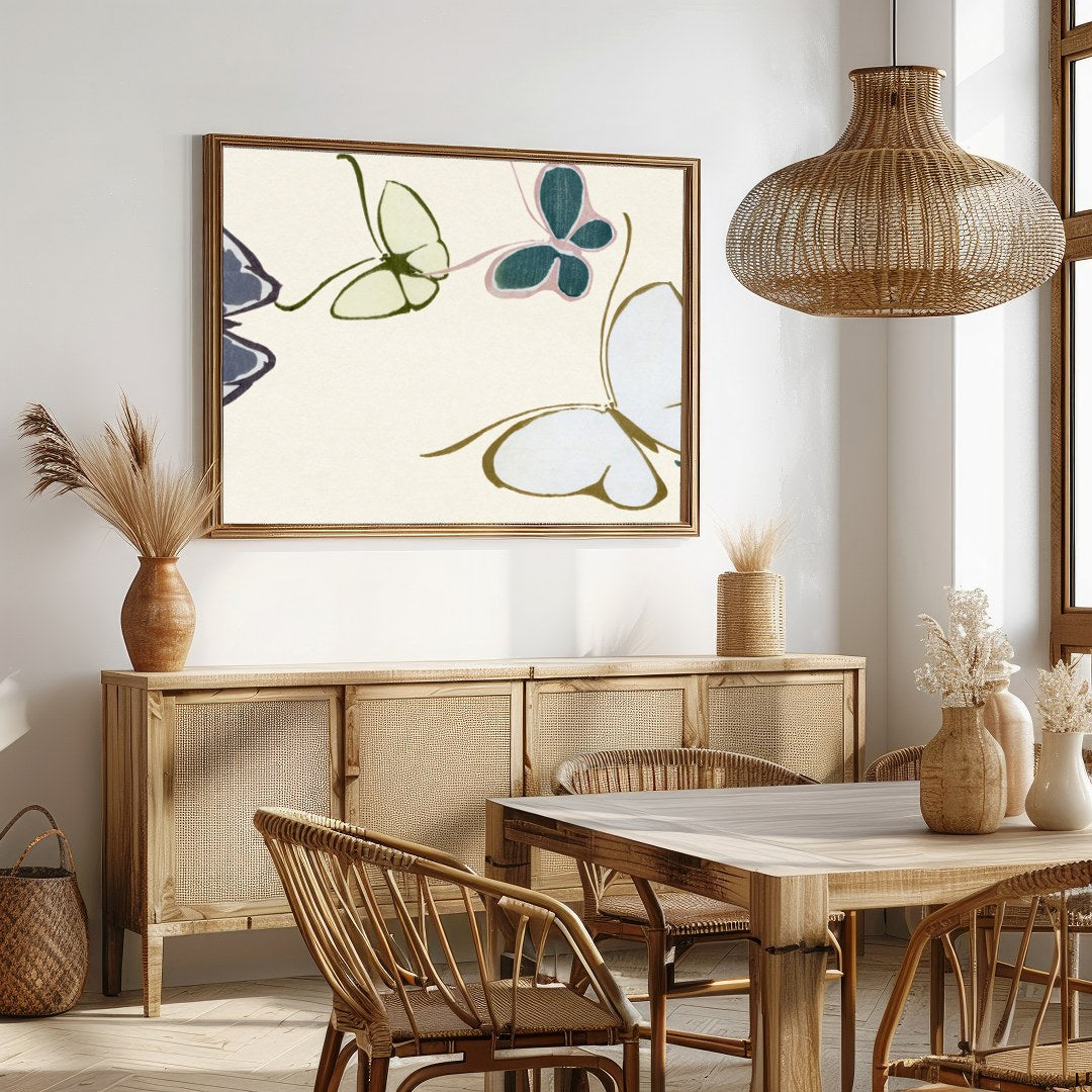 Add a touch of serenity to your space with this minimalist butterfly artwork. Featuring a symphony for Dining