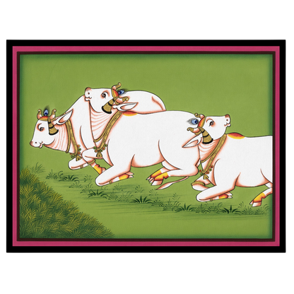 Immerse yourself in the serene elegance of traditional Pichwai art with 'Graceful Gallop.' This for area
