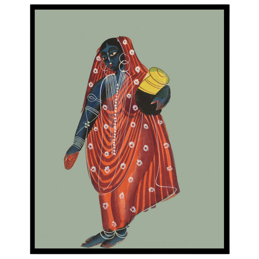 This stunning Kalighat artwork captures the ethereal beauty of Mohini, the female form of Vishnu, for dwelling