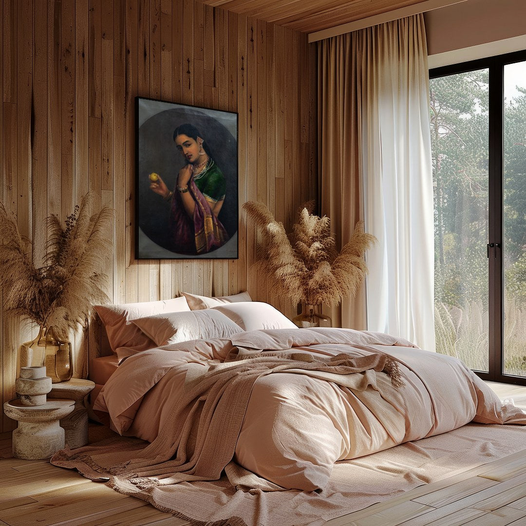 This exquisite portrait captures the timeless beauty and grace of a traditional figure, adorned in for Bedroom