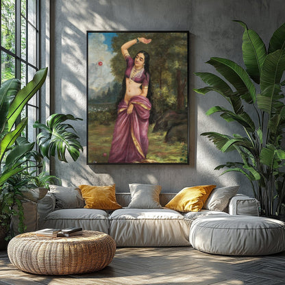 This captivating piece of art depicts a graceful woman in a serene natural setting, clad in a for Balcony