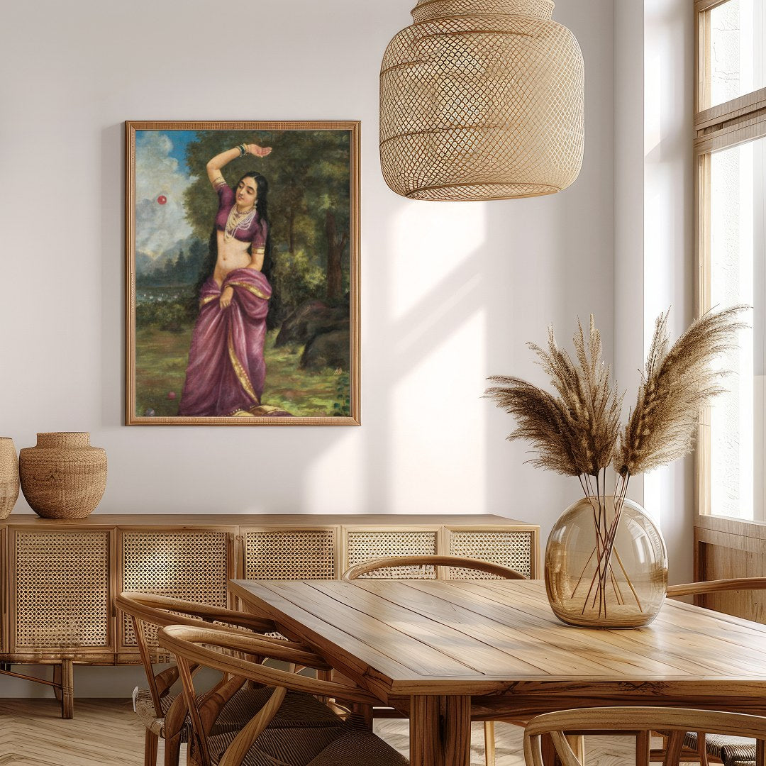 This captivating piece of art depicts a graceful woman in a serene natural setting, clad in a for Extra Kitchen