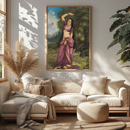 This captivating piece of art depicts a graceful woman in a serene natural setting, clad in a for Sitting Area