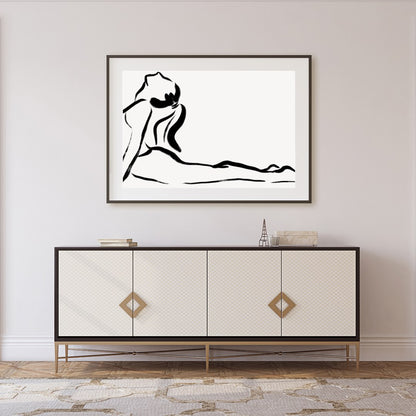 This minimalist line art captures the essence of elegance and fluidity with its simple yet for Foyer