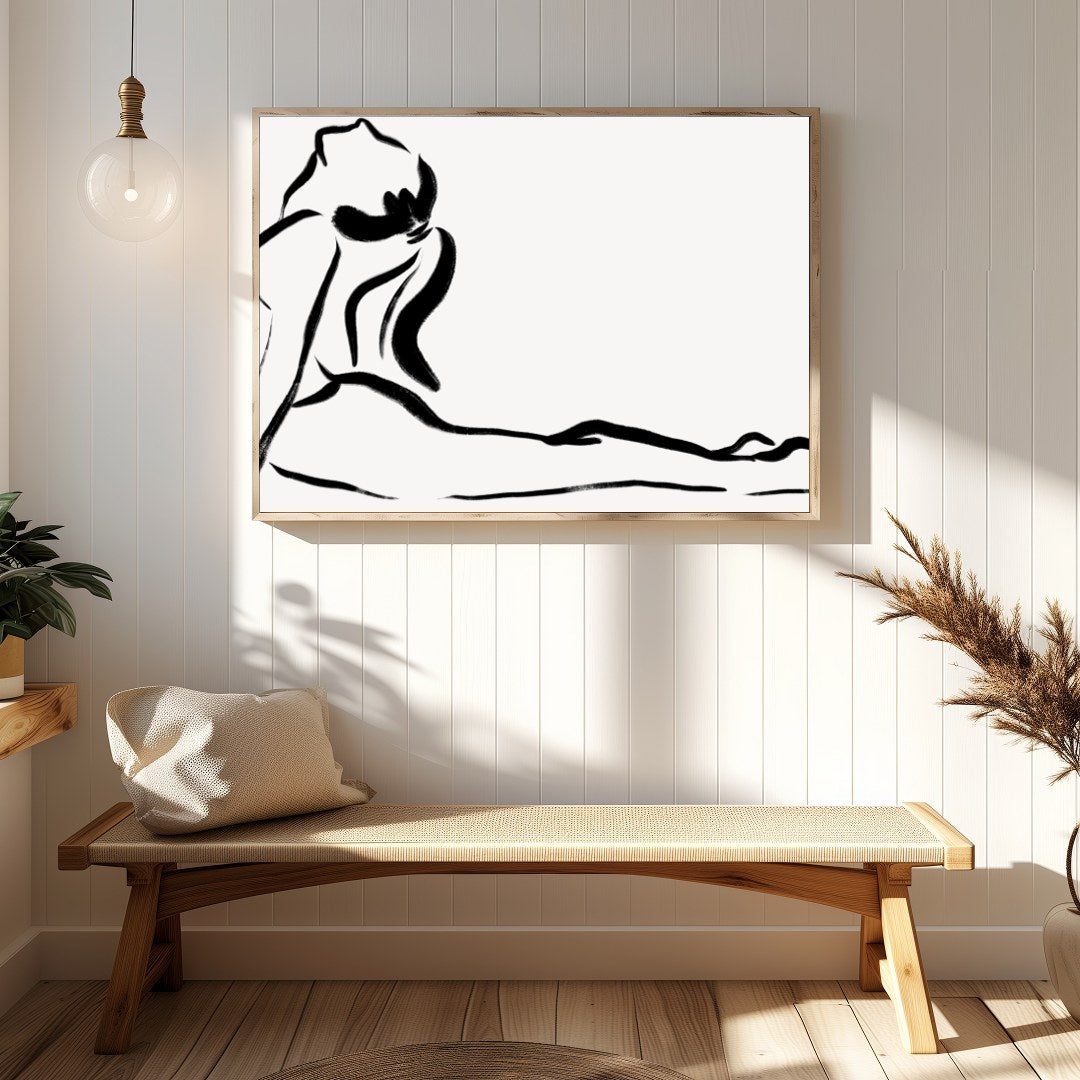 This minimalist line art captures the essence of elegance and fluidity with its simple yet for Hallway