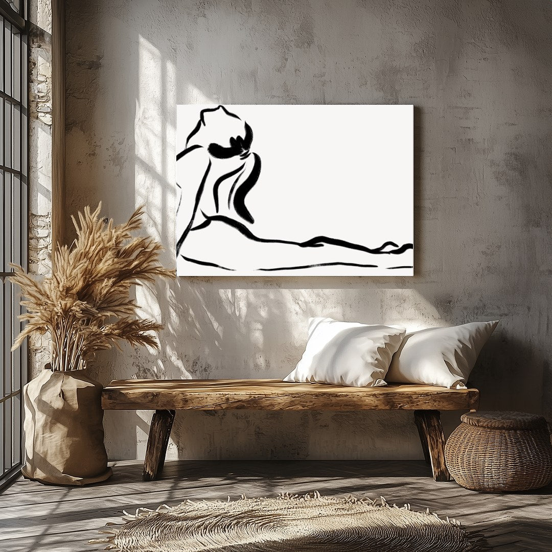 This minimalist line art captures the essence of elegance and fluidity with its simple yet for Veranda
