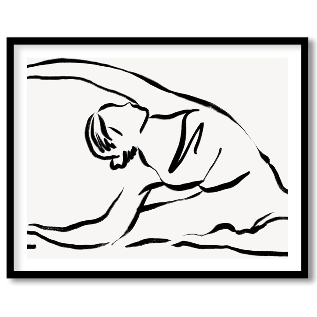 Embrace the elegance of minimalism with this serene line drawing, capturing the fluid movement of a for abode