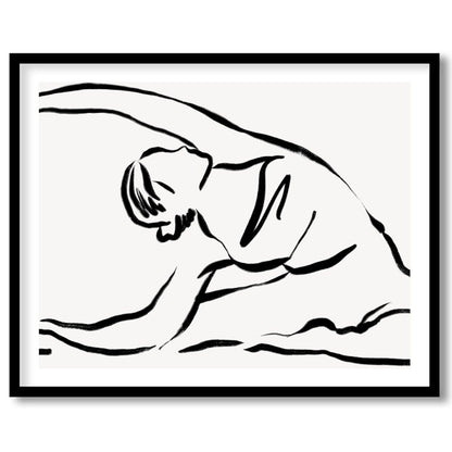 Embrace the elegance of minimalism with this serene line drawing, capturing the fluid movement of a for abode