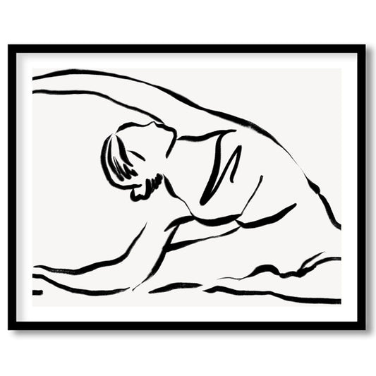 Embrace the elegance of minimalism with this serene line drawing, capturing the fluid movement of a for abode