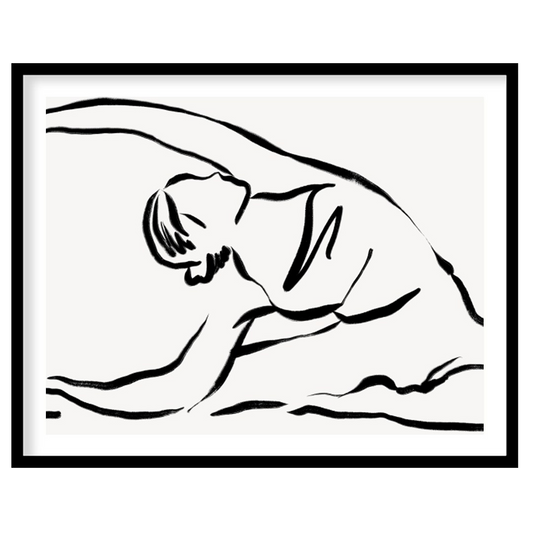 Embrace the elegance of minimalism with this serene line drawing, capturing the fluid movement of a for abode