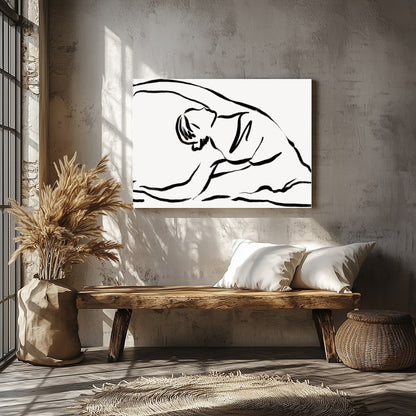 Embrace the elegance of minimalism with this serene line drawing, capturing the fluid movement of a for Veranda
